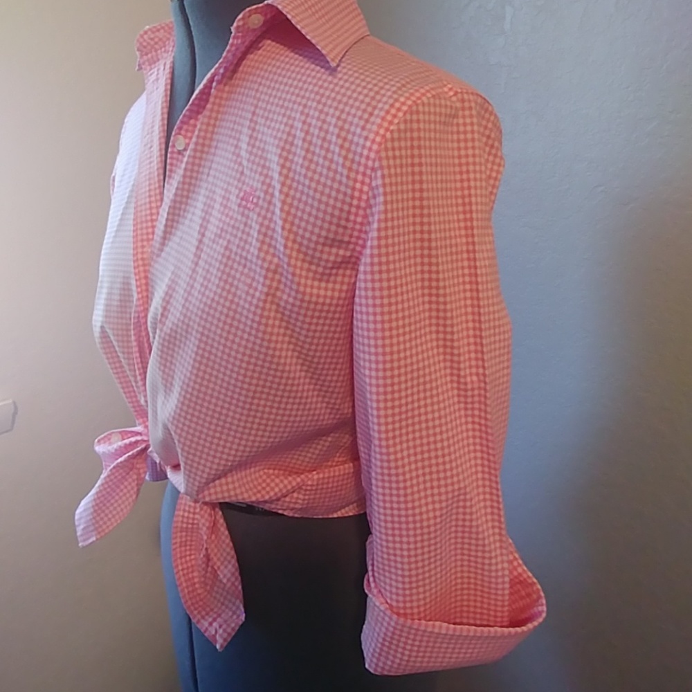 Pink RL Gingham Top